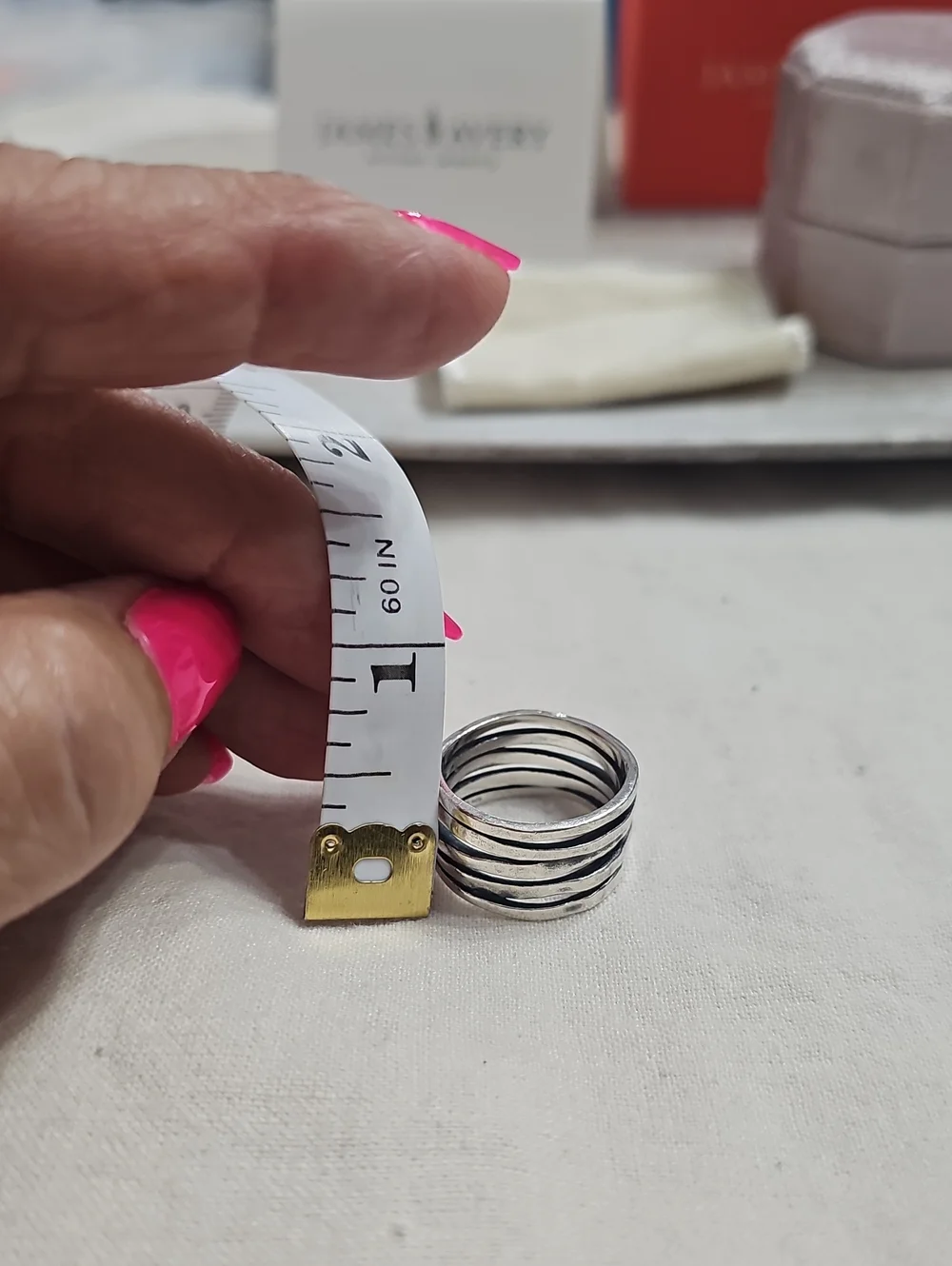 James Avery Retired 925 Sterling Silver 5 Hammer Stacked Hammered Ring